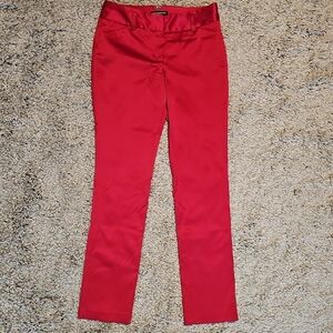 Express Bold Red Straight Leg Satin Feel Pants, 4R